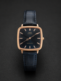 TIMEX Stimo Men’s Black Dial Gold-Tone Leather Strap Watch