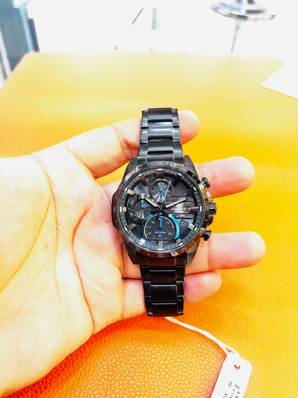EDIFICE Men’s Solar-Powered Chronograph Black Metal Watch