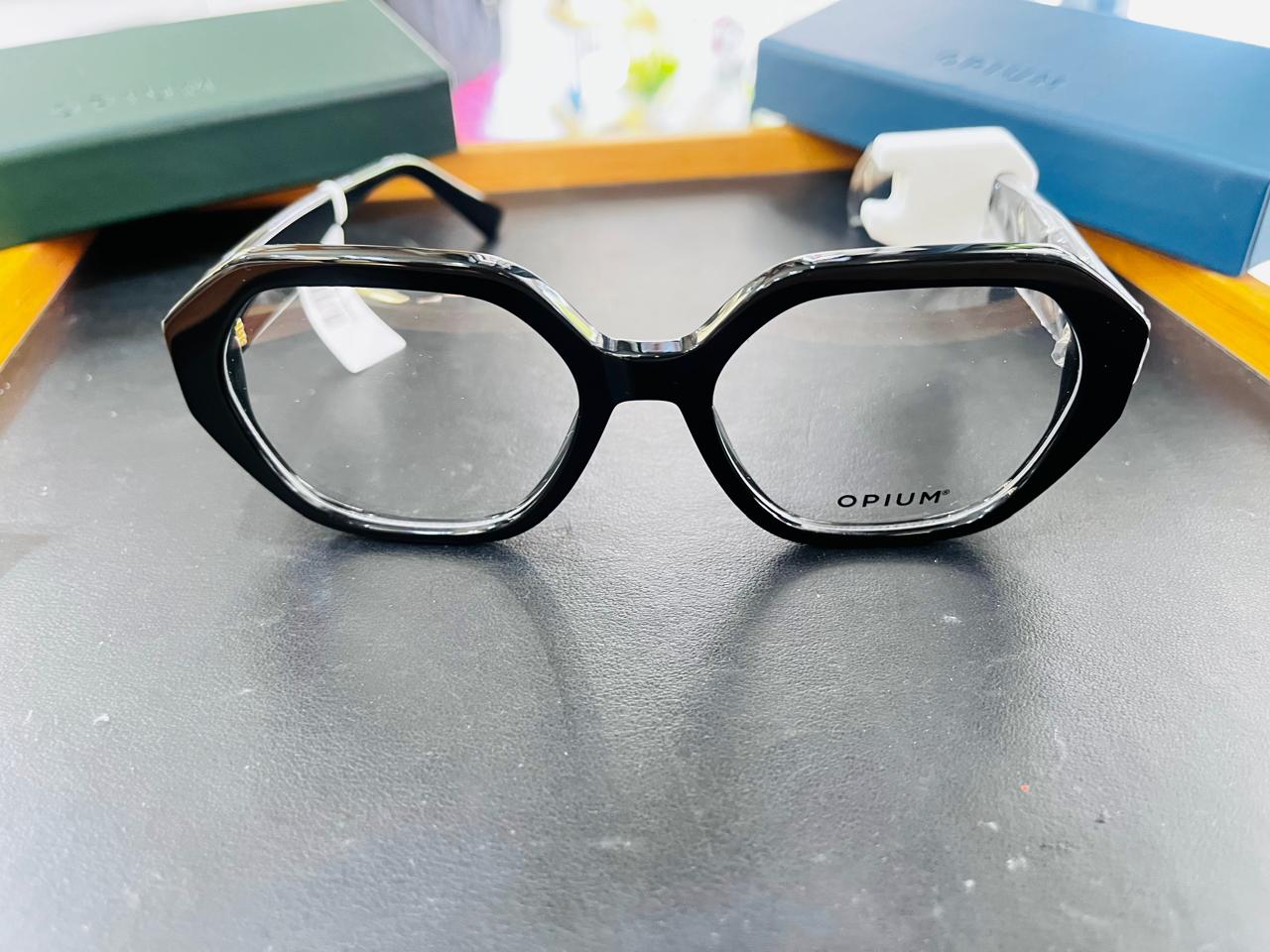 Opium Onyx | Chunky Geometric Gloss Black Eyeglasses