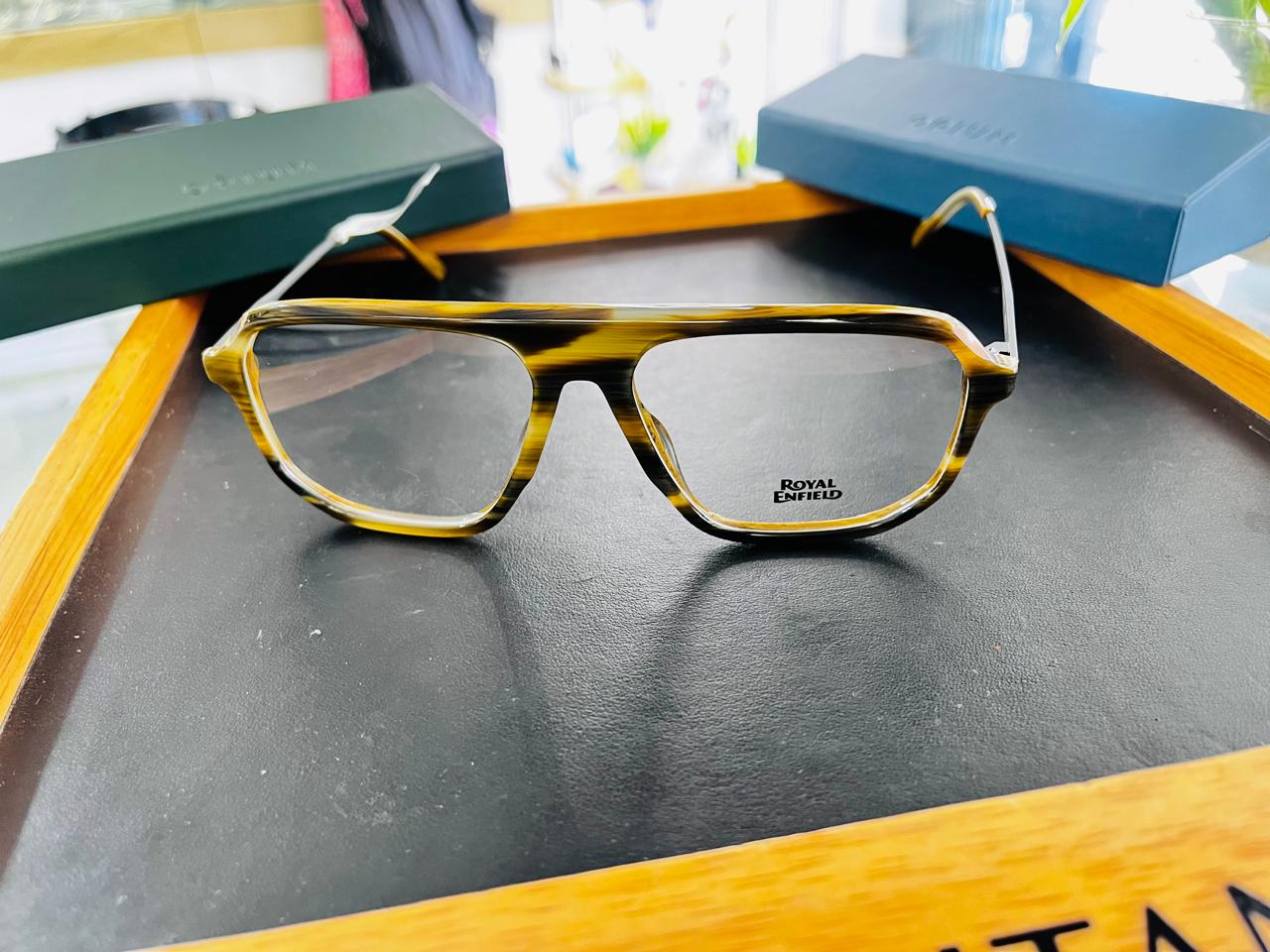 Royal Enfield Tortoise Brown Full-Rim Eyeglasses