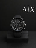 Armani Exchange (A|X) Men’s Black Chronograph Leather Strap Watch